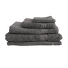Stack of gray towels on a white background